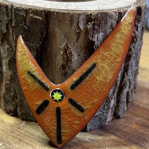 Vintage Star Trek style enameled copper brooch